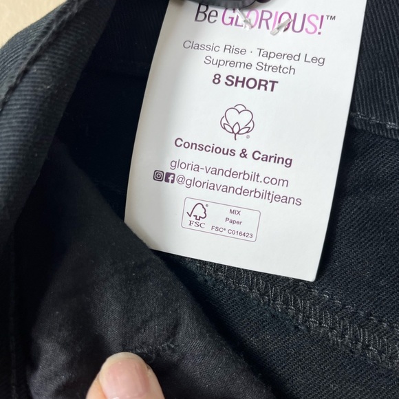 NWT Gloria Vanderbilt Amanda Original Slimming Jean Black Size 8 Short Petite - Picture 9 of 10